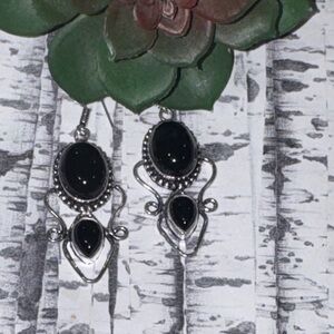 Silver Onyx Earrings